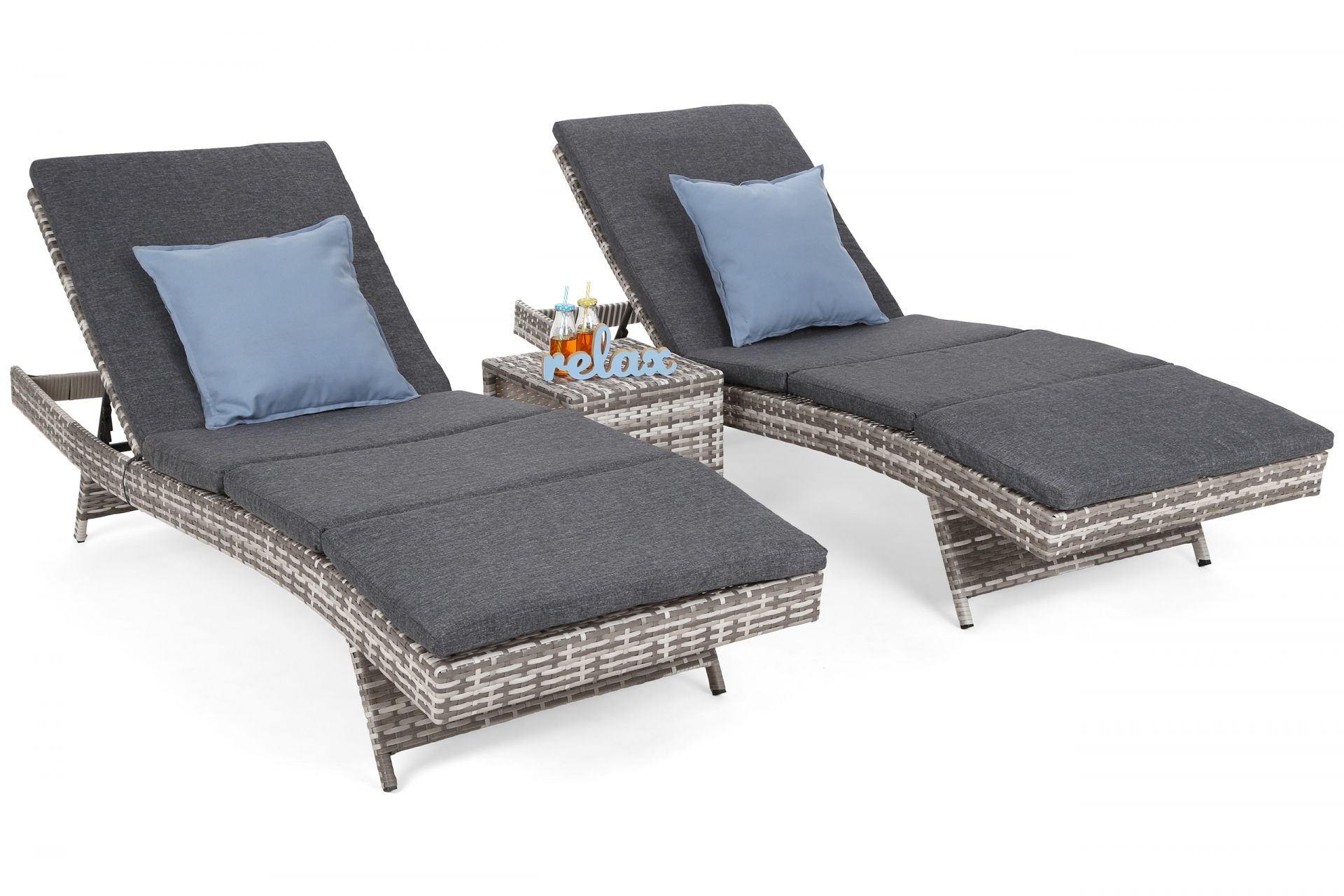 Home&Garden Sestava lehátek Bora Bora Light Grey / Grey Melange + stolek