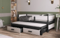 Rozkládací postel Solano s úložným prostorem 80x200 cm (Š 93 cm, D 210 cm, V 78 cm), Bílý akryl, Bílé PVC, 2 ks matrace (1 ks hlavní + 1 ks přistýlka), zábranka vpravo