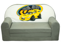 Dětská rozkládací mini pohovka Auto šedá