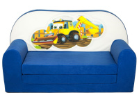 Dětská rozkládací mini pohovka Bagr modrá