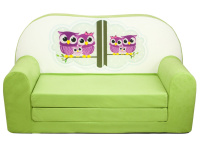 Dětská rozkládací mini pohovka Sovy zelená