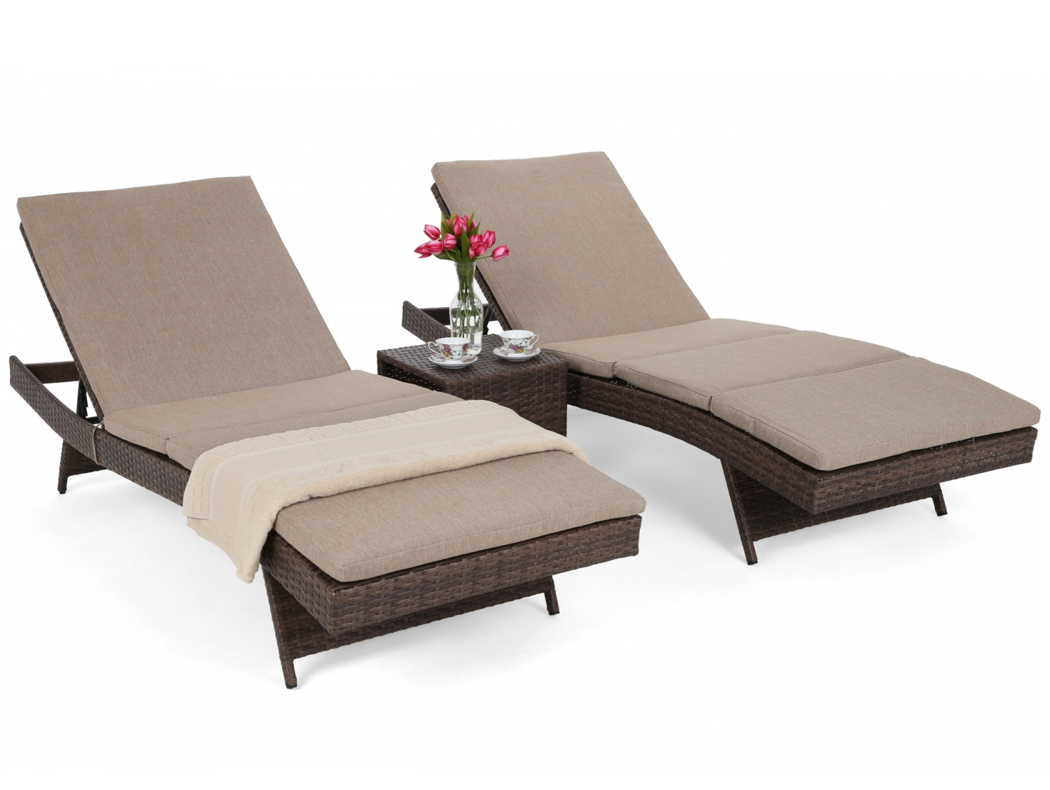 Home&Garden Sestava lehátek Bora Bora Brown / Brown Melange + stolek