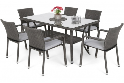 Zahradní sestava Sumba Dark Grey 6+1 s podsedáky