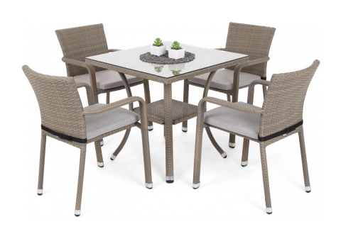 Zahradní sestava Sumba Square Beige Melange 4+1 s podsedáky