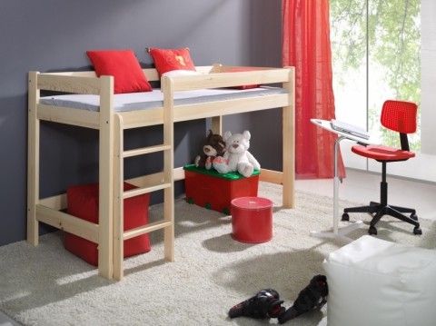 Patrová postel Laura 90x200 cm (Š 97 cm, D 208 cm, V 115 cm), Buk, Buk, bez matrací, žebřík na pravé straně
