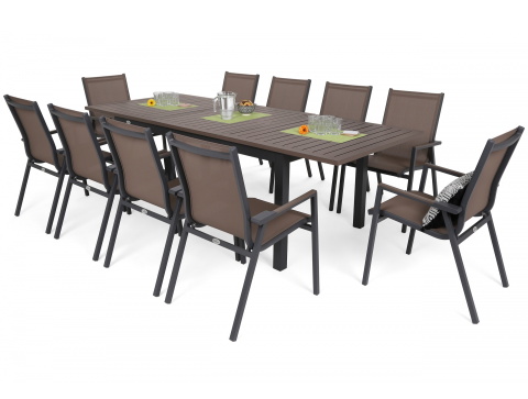 Rozkládací zahradní sestava Venosa Atella Grey / Taupe 10+1