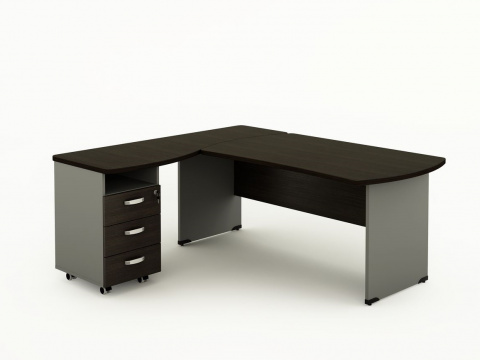 Rohový kancelářský stůl Berlin - levý Š 160 cm, V 74 cm, H 160 cm, hnědočerná, bříza