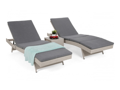 Sestava lehátek Bora Bora White / Grey + stolek