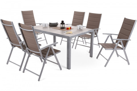 Zahradní sestava Capri 145 cm Silver / Light Grey   Ibiza Silver / Taupe 6+1