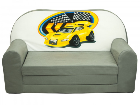 Dětská rozkládací mini pohovka Auto šedá