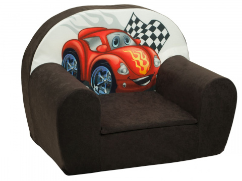 Dětské křesílko Auto tmavě hnědé