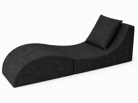 Skládací relaxační křeslo | Lehátko | Taburet | Black