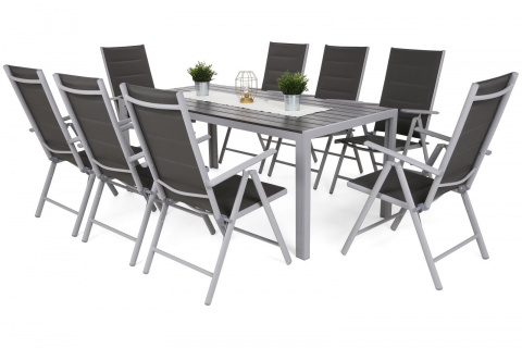 Zahradní sestava Ibiza Pollywood 185 cm Silver / Grey 8+1