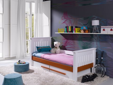 Postel s úložným prostorem Carmen 90x200 cm (Š 104 cm, D 217 cm, V 95, 70 cm), Přírodní borovice, Přírodní borovice, 1 ks hlavní matrace