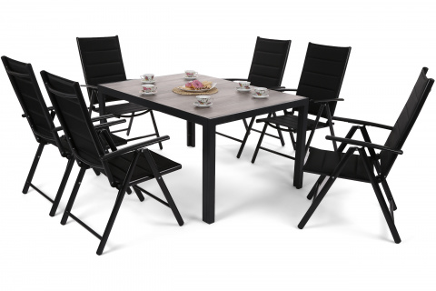 Zahradní sestava Capri 145 cm Black / Light Grey Ibiza Black / Black 6+1