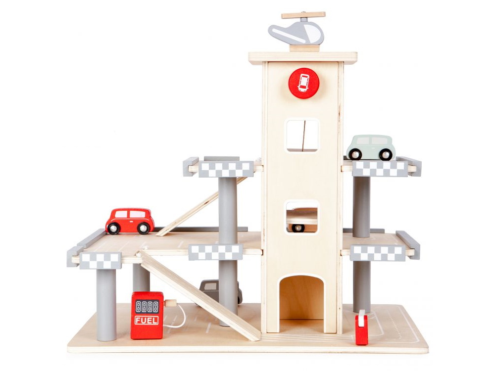 Levně Ecotoys Dřevěná garáž s výtahem, CA12104