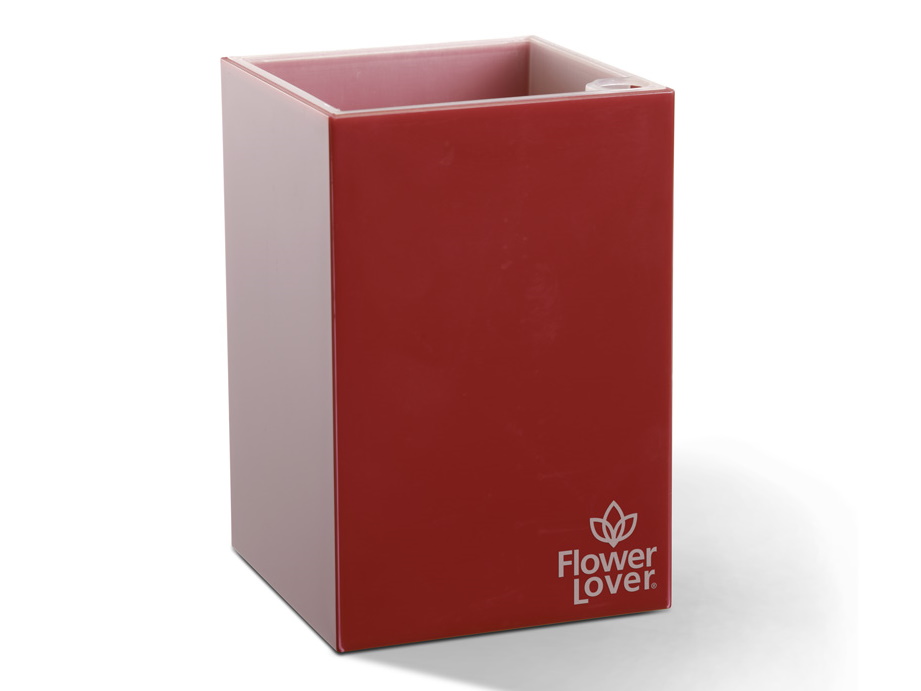 Plastkon Samozavlažovací květináč Cubico 9x9x13,5 cm, červený