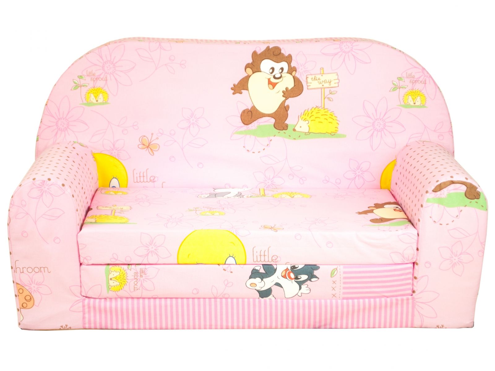 Dětská rozkládací mini pohovka Čertík růžová