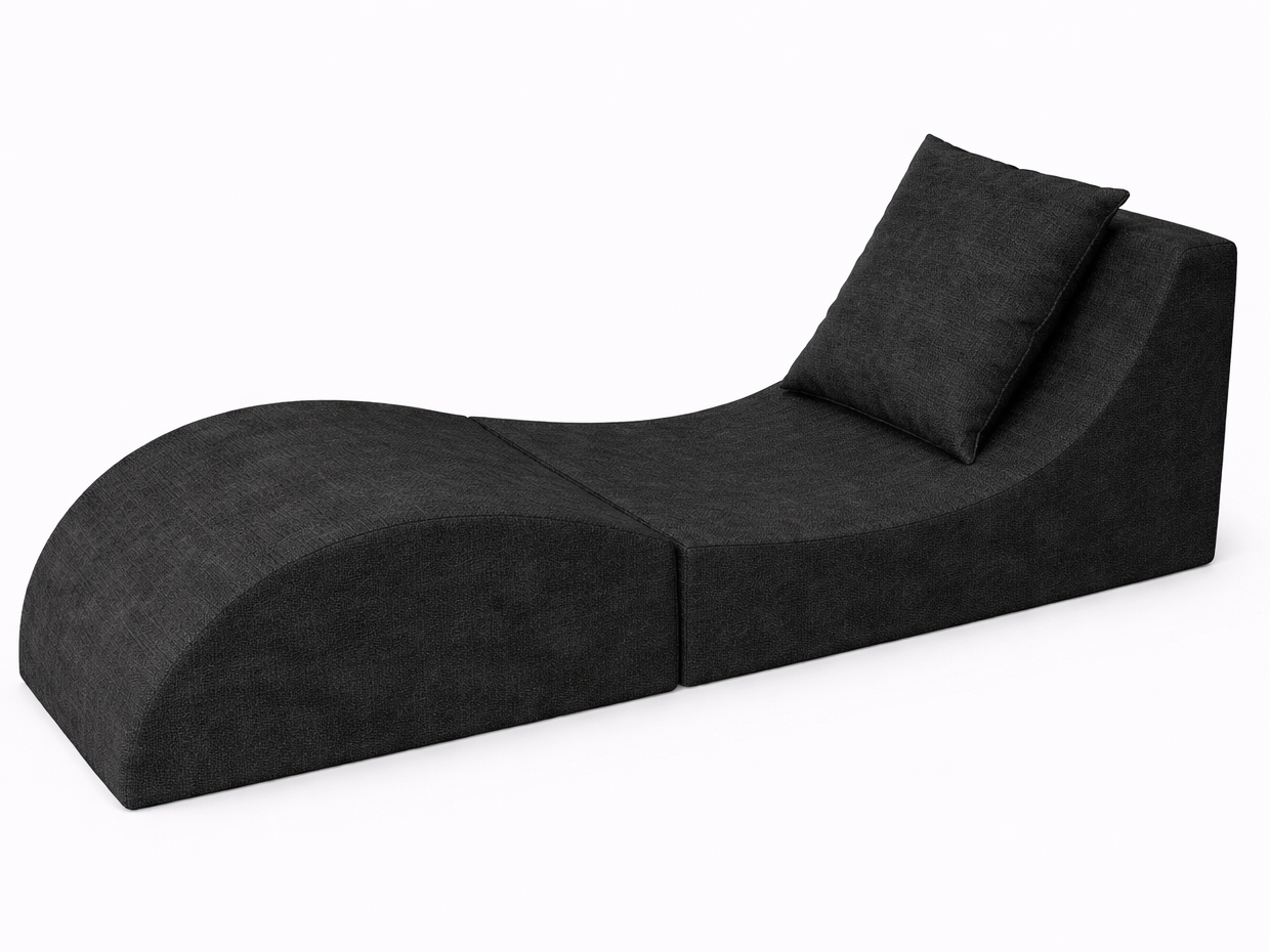 Skládací relaxační křeslo | Lehátko | Taburet | Black