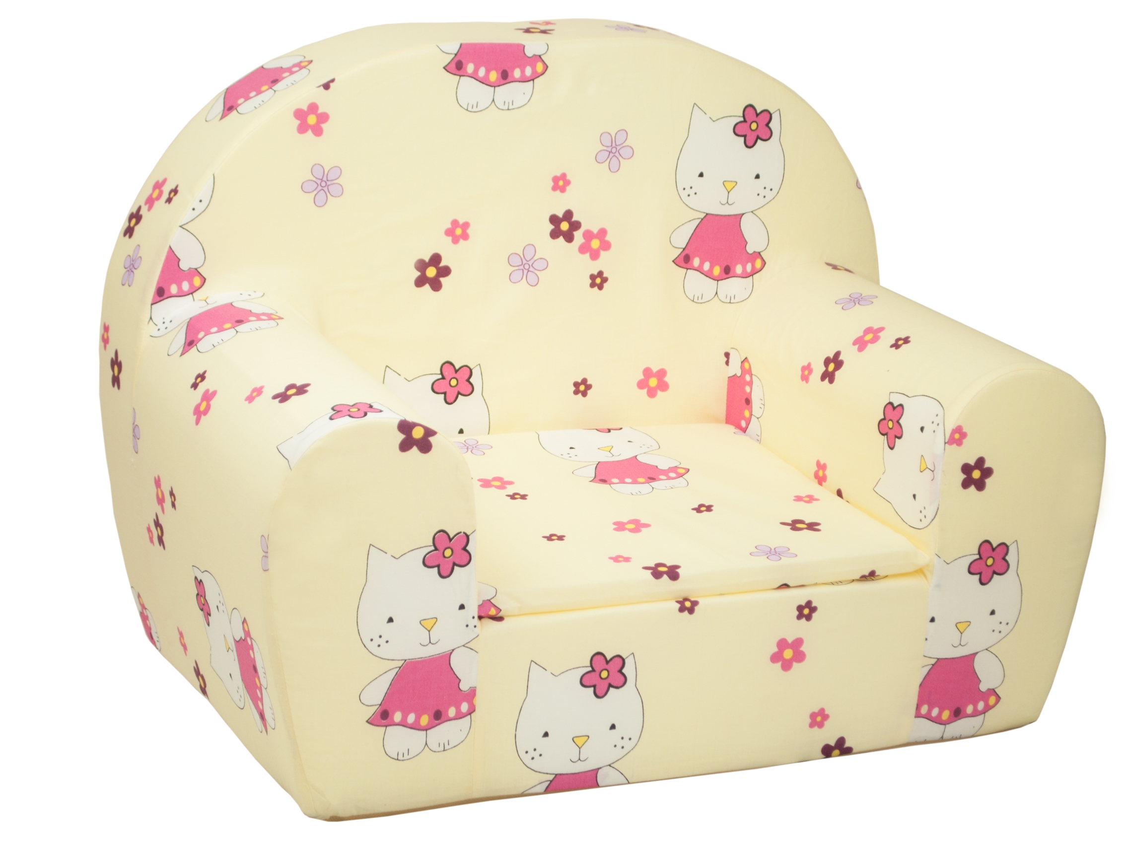 Molitanové dětské křesílko Kočky žluté Molitanové dětské křesílko Kočky žluté