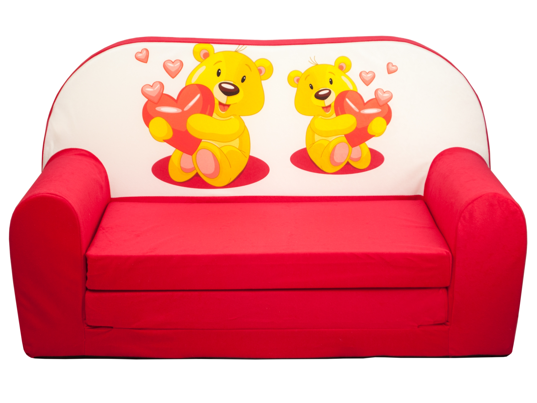 Dětská rozkládací mini pohovka Medvídci červená Dětská rozkládací mini pohovka Medvídci červená